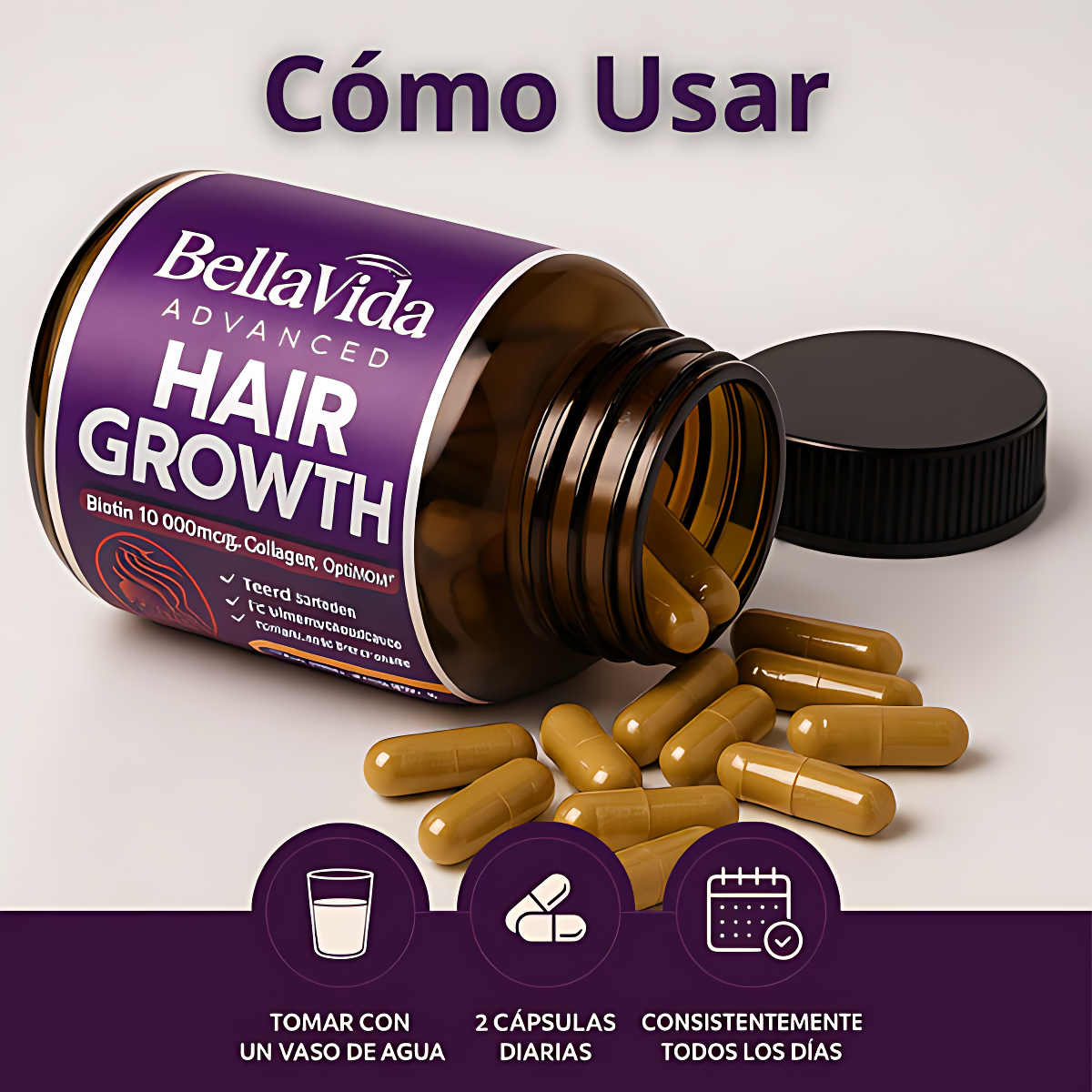 💜 HAIR GROWTH - Vitaminas Capilares Premium 60 Cápsulas